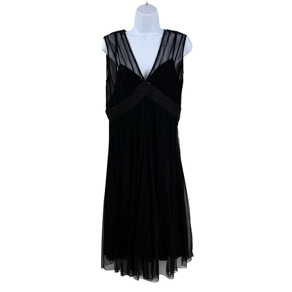 MixIt Y2K Black Mesh Midi Dress 10 Beaded Whimsigoth Event Goth Vamp Witchy